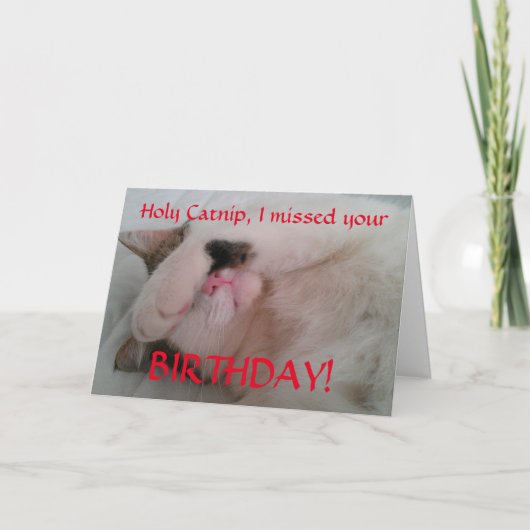 ベールト誕生日猫ユーモア カード (正面)