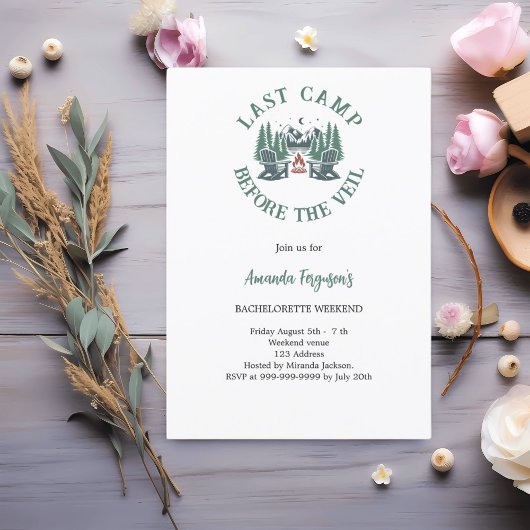 ベールバチェロレッテ週末の前の最後のキャンプ 招待状