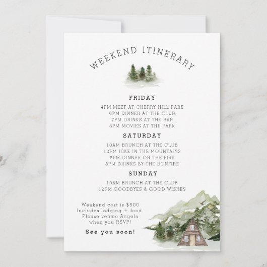 ベールバチェロレッテ週末の前の最後の道 招待状 (裏面)