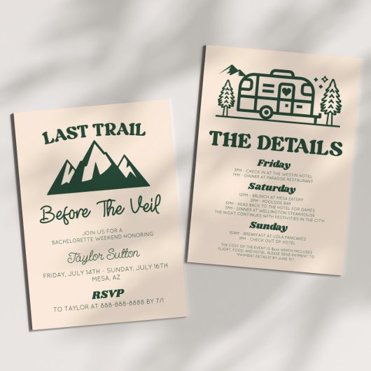 ベールバチェロレッテ週末の前の最後の道 招待状