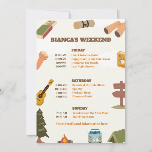 ベールバチェロレッテ週末の前の最後の道 招待状 (裏面)