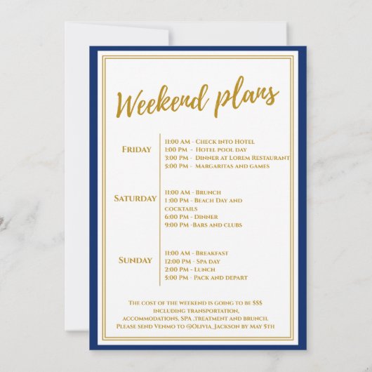 ベールバチェロレッテ週末の前の最終セイル 招待状 (裏面)