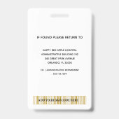 ベールバラ従業員の写真ロゴ病院ナース バッジ (裏面)