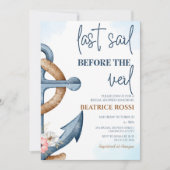 ベールブライダルシャワー前の最後の航海の帆 招待状 (正面)