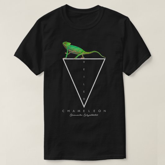 ベール付きカメレオン幾何学的な爬虫類キーパー Tシャツ (デザイン正面)