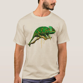 ベール付きカメレオン水彩爬虫類 Tシャツ