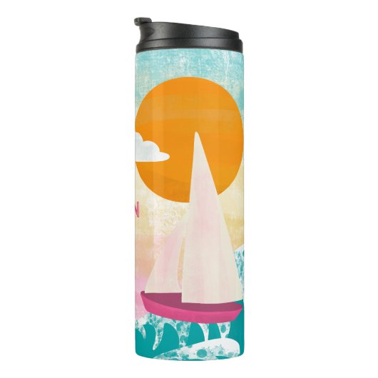 ベール帆船と夕日の前の最後の帆 タンブラー (回転右)