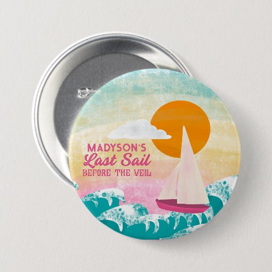 ベール帆船と夕日の前の最後の帆 缶バッジ (正面&裏面)