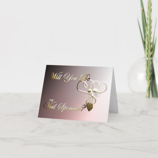 ベール・スポンサー結婚の提案招待状がハートを実現 サンキューカード (正面)