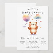 ベー男女兼用素朴ビー・シャワー 招待状 (正面/裏面)