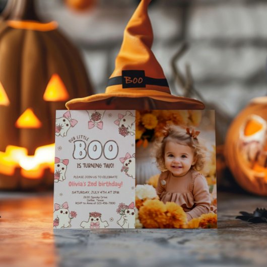 ベ不気味ーレトロハロウィーン第2誕生日写真 招待状