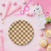 ベ市松模様にージュと茶色 ペーパープレート (パーティー)