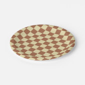 ベ市松模様にージュと茶色 ペーパープレート (アングル)