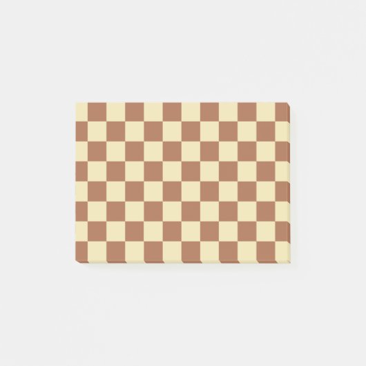 ベ市松模様にージュと茶色 ポストイット (正面)