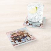 ベ最高のンチに座った祖父母 ガラスコースター (アングル)