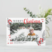 ベ素朴リーの白と赤のクリスマス写真 シーズンカード (スタンド正面)