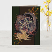 ベ賛美アールヌーボー星形五角形ドラゴン カード (黄色い花)