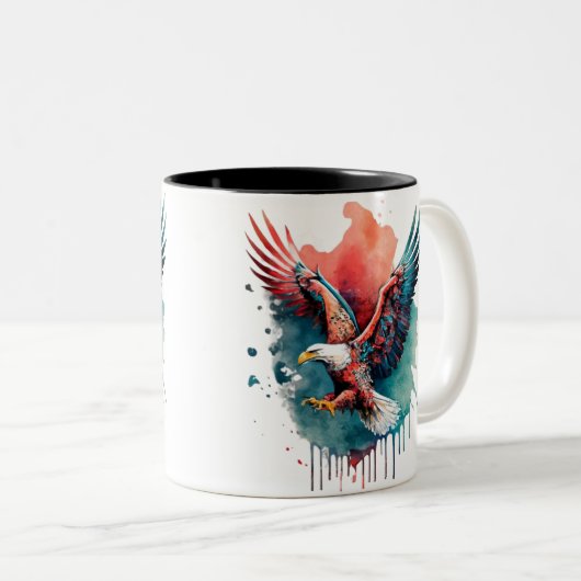 ベ・イーグルの写飛んでいるしおもしろい、 ツートーンマグカップ (正面右)