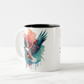 ベ・イーグルの写飛んでいるしおもしろい、 ツートーンマグカップ (正面左)