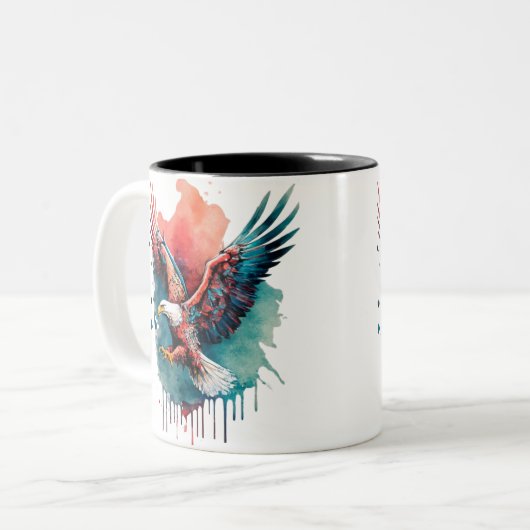 ベ・イーグルの写飛んでいるしおもしろい、 ツートーンマグカップ (正面左)