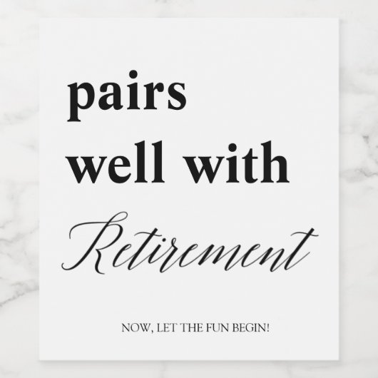 ペアおもしろい・ウェル・リタイアメント・ギフト退職した ワインラベル (シングルラベル)