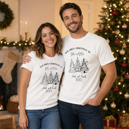 ペアでお揃いのファーストクリスマスデザイン Tシャツ