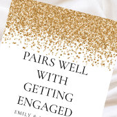 ペアと金ゴールドの婚約したグリッター ワインラベル