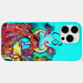 ペアのくじゃくが愛に包まれるモノグラム Case-Mate iPhoneケース (裏面 (横))