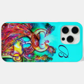 ペアのくじゃくが愛に満ちたモノグラム Case-Mate iPhoneケース (裏面 (横))