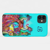 ペアのくじゃくが愛に満ちたモノグラム Case-Mate iPhoneケース (裏面(横))