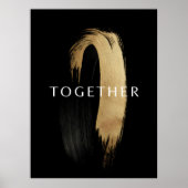 ペアのためのゴールド抽象ブラシストロークアート「TOGETHER」 ポスター (正面)