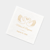 ペアのスワン　結婚記念日　保存日　ウェディング　V5 箔ナプキン (左)