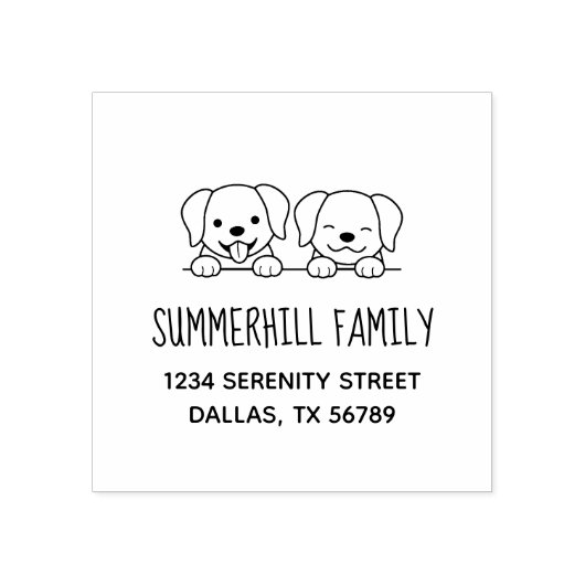 ペアのラブラドール犬のピーク家族のアドレス2 ラバースタンプ (インプリント)