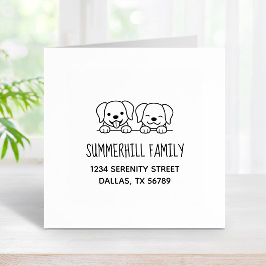 ペアのラブラドール犬のピーク家族のアドレス2 ラバースタンプ