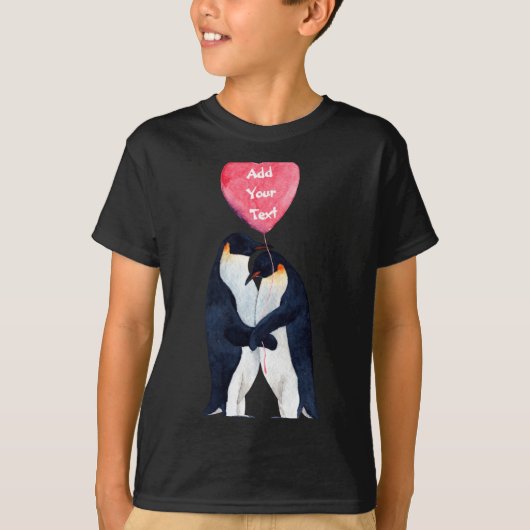 ペアの皇帝ペンギンのハートのオリジナルTシャツ Tシャツ (正面)