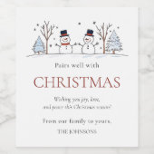 ペアウェルクリスマス雪だるまフェスティバル ワインラベル (シングルラベル)