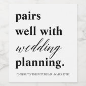 ペアウェル結婚の計画名前をカスタムする婚約 ワインラベル (シングルラベル)