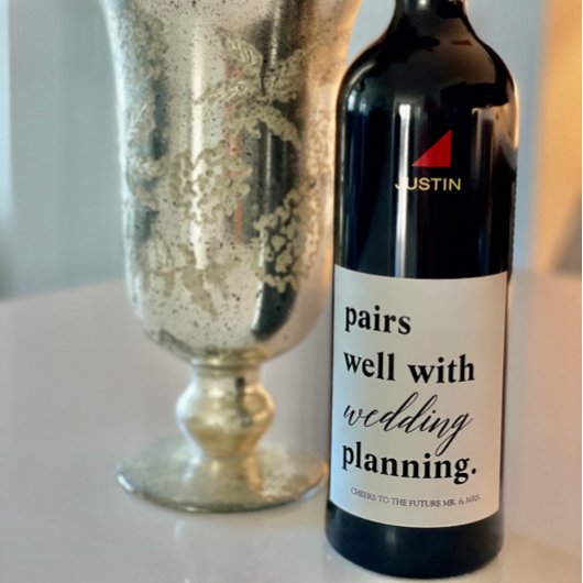 ペアウェル結婚の計画名前をカスタムする婚約 ワインラベル