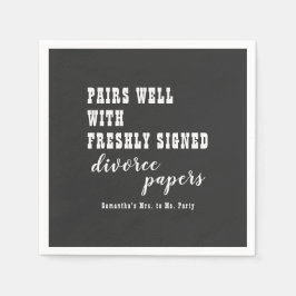 ペアウェル離婚紙ブラックのみ離婚パーティー スタンダードカクテルナプキン