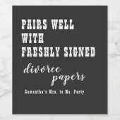 ペアウェル離婚紙ブラックのみ離婚パーティー ワインラベル (シングルラベル)