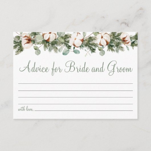 ペアカード用パインウィンターブライダルシャワーアドバイス エンクロージャーカード (正面)