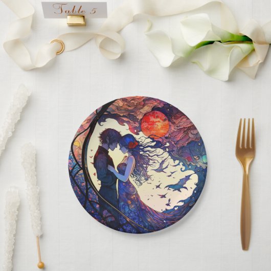 ペアステンドガフェイクラス紙プレート ペーパープレート (ウェディング)