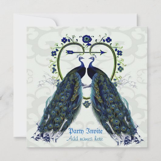 ペアック素晴らしスのペアはハートフレームを愛してい華美る 招待状 (正面)