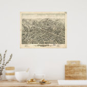 ペアブディマサチューセッツ1877アンティークパノラママップ ポスター (キッチン)