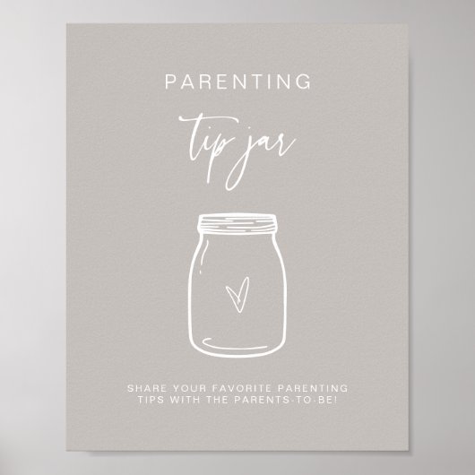 ペアレントチップジャーのサイン赤ちゃんシャワーゲームデコールF201 ポスター (正面)