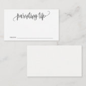 ペアレント化Tip Jarカード、ミニマルアドバイスカード エンクロージャーカード (正面/裏面)