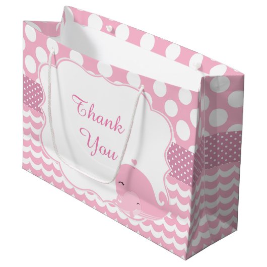 ペアレント&ベビーホエールピンクガールベビーありがとう ラージペーパーバッグ (正面アングル)