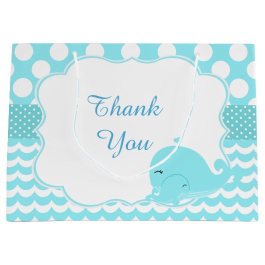 ペアレント&ベビーホエールブルーボーイベビーありがとう ラージペーパーバッグ (正面)