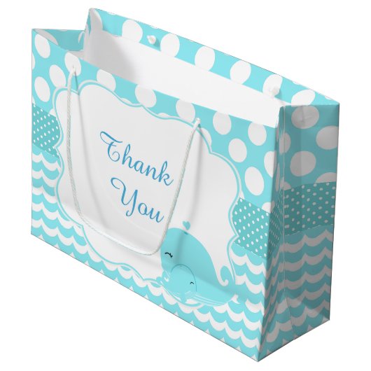 ペアレント&ベビーホエールブルーボーイベビーありがとう ラージペーパーバッグ (正面アングル)