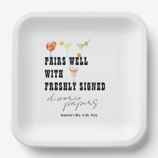 ペア良い離婚紙ダーティMartiniパーティー ペーパープレート (正面)
